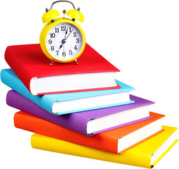 Alarm Clock On Stacked Books - Isolated
