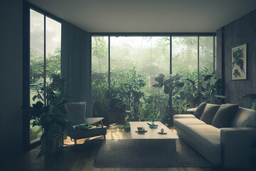 modern interior in the forest