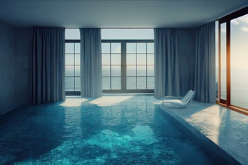 luxury hotel bedroom by the sea