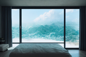 interior of a room near ocean