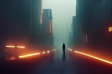Obraz premium modern sci-fi cyber punk style wallpaper