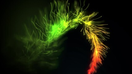 Abstract Slow Mo Fluid Particles Intro/ 4k animation of an abstract slow motion fluid particles background graphic design intro with light flare fading in