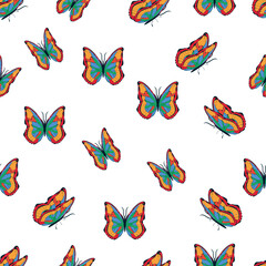 Bright multicolored butterflies seamless pattern. Wallpaper, background, children party, craft paper