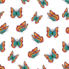 Bright multicolored butterflies seamless pattern. Wallpaper, background, children party, craft paper