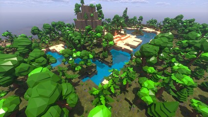Low Poly island in ocean