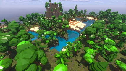 Poster Low Poly island in ocean