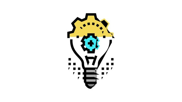 innovation light bulb color icon animation