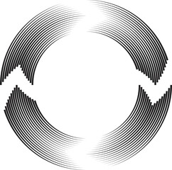 Lines in Circle Form . Spiral Vector Illustration .Technology round Logo . Design element . Abstract Geometric shape . Striped border frame for image