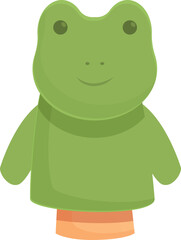Green frog puppet icon cartoon vector. Theater show. Stage sock
