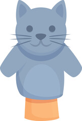Grey cat puppet icon cartoon vector. Show stage. Sock doll