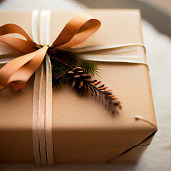 christmas present in minimal brown packaging