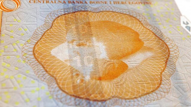 Bosnia Bosnia and Herzegovina Konvertibilna Marka 10 Banknotes, Ten Bosnia and Herzegovina Konvertibilna Marka, Tracking and Dolly Shots 10 Bosnia and Herzegovina Konvertibilna Marka banknote Observe