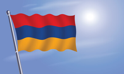 Fototapeta na wymiar Armenia flag against a blue sky