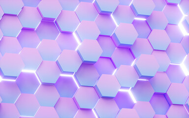 Gradient hexagonal background pattern, 3d rendering.