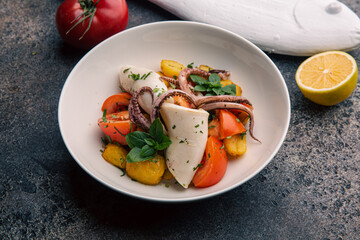 Salad with squid and octopus