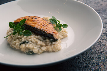 Risotto with salmon and herbs