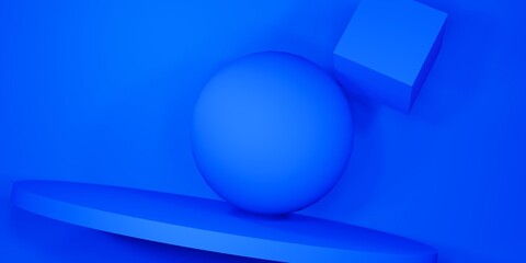 Abstract 3d render, blue background design, modern illustration suitable for 3d background. 