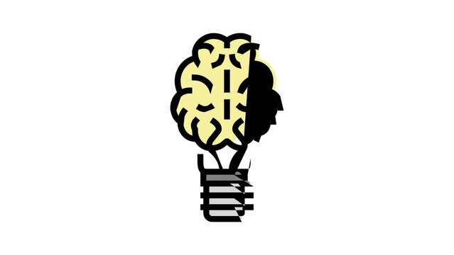 brainstorm light bulb color icon animation