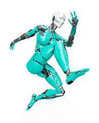 amazing robot is jumping in action