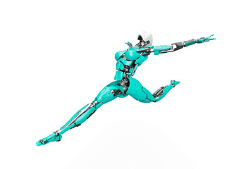 amazing robot is jumping on ballet dance