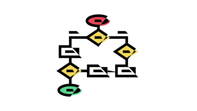 flow chart color icon animation