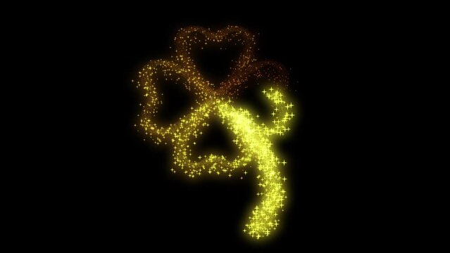Four Leaf Clover Animated with Glowing Particles