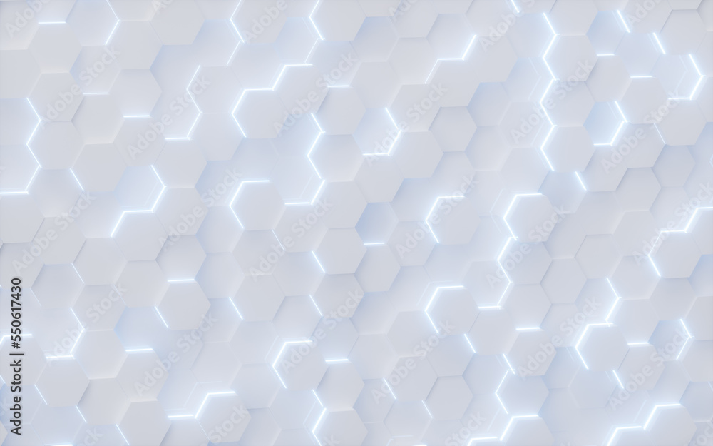 Poster white hexagonal background pattern, 3d rendering.