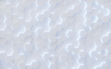 White hexagonal background pattern, 3d rendering.