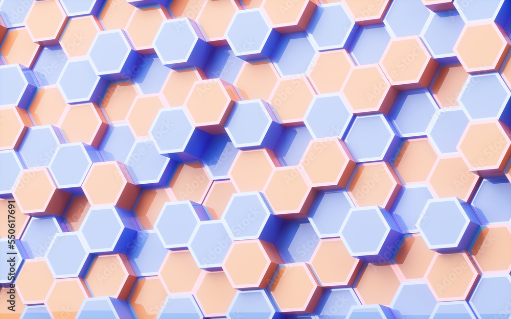 Poster abstract hexagonal background pattern, 3d rendering.