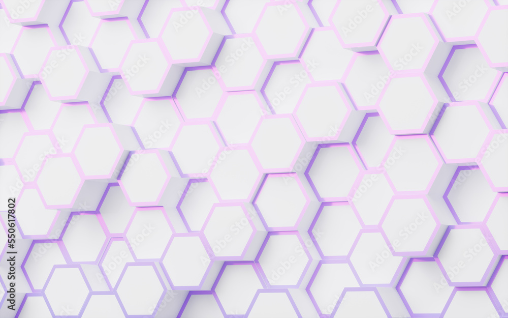 Poster white hexagonal background pattern, 3d rendering.