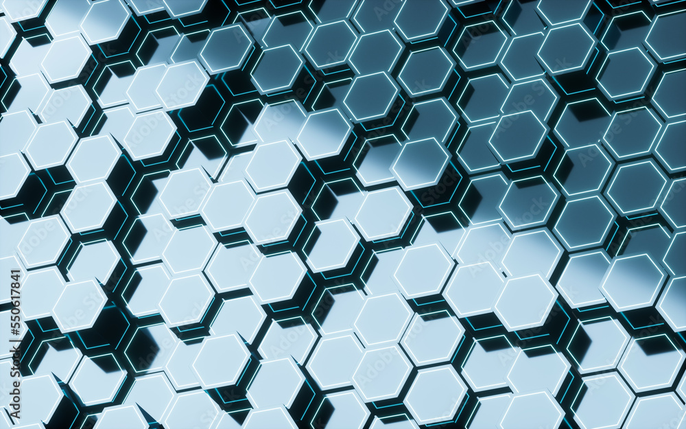 Poster green hexagonal background pattern, 3d rendering.
