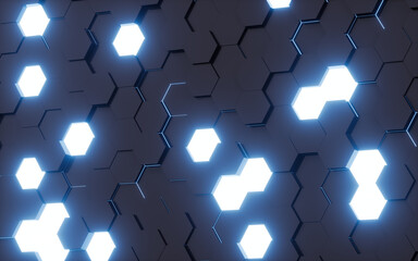 Blue hexagonal background pattern, 3d rendering.