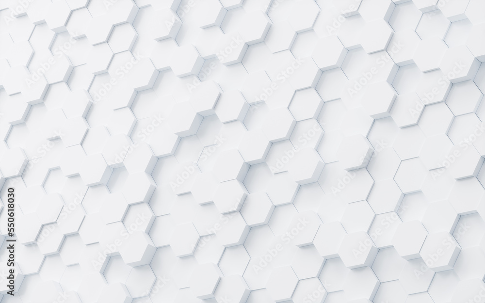 Poster white hexagonal background pattern, 3d rendering.