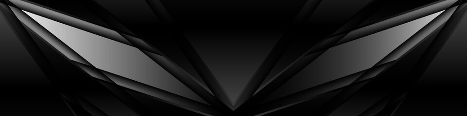 Black wide abstract background with futuristic abstract wings. Vector illustration