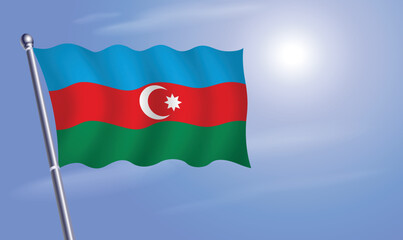 Azerbaijan flag against a blue sky