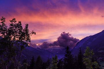 sunset in the mountains
