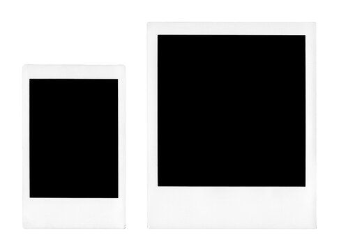 Two polaroid photo frames in different sizes, isolated, extracted, png file, transparent