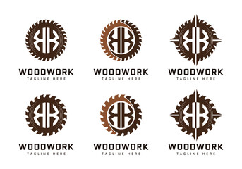 Monogram K Letter in sawmill. Perfect for woodworker, industrial and construction logos