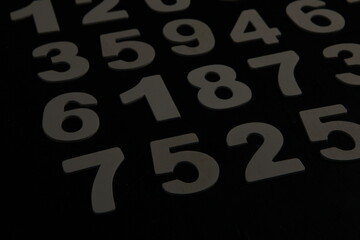 Colorful wooden numbers background. Numbers texture abstraction. Global economy crisis concept. Finance data pattern.