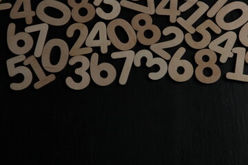 Colorful wooden numbers background. Numbers texture abstraction. Global economy crisis concept....