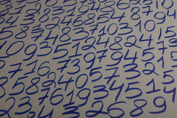 Colorful wooden numbers background. Numbers texture abstraction. Global economy crisis concept....
