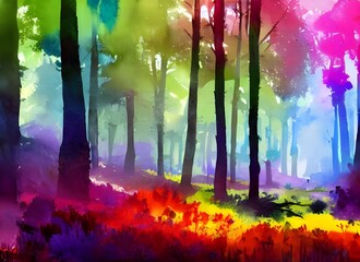 A scene of a colorful forest pops up on the paper, as if it was plucked straight out of thin air and placed onto the page. Every leaves is different shades of green, yellow, orange and red; creating a