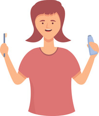 Clean teeth icon cartoon vector. Child care. Oral care