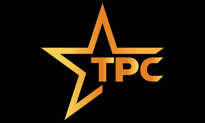 TPC golden luxury star icon three letter logo design vector template. royal logo | luxury logo | jewelry logo | premium logo | iconic logo | Victoria logo |
