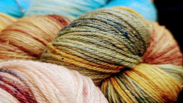 Close up Yarn Balls Twists, Organic Yarn, Macro Yarn Photography, Threads Texture