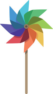 Rainbow vane icon cartoon vector. Wind toy. Origami spinner