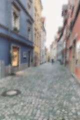 Unscharfes Foto mit Blick in eine Altstadtgasse, Hintergrundbild