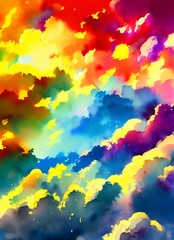 The colorful clouds are like a watercolor painting in the sky. They are so beautiful and vibrant against the blue of the sky.