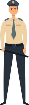 policeman holding baton, flat design clip art preview