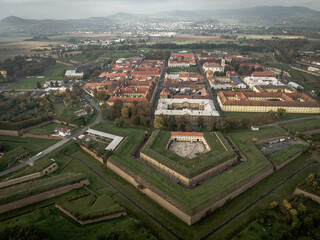 Aerial view of the historic center of Terezin in the Czech Republic